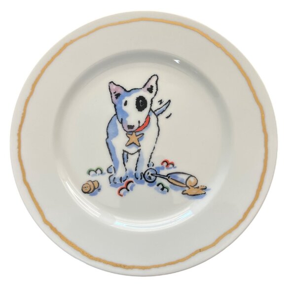 Williams Sonoma Trouble Bull Terrier 6-Piece Dessert Plate Set Side Salad Japan - Picture 7 of 10